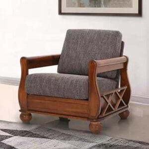 Ishwar Interior Texas American Wooden Sofa - Elegant 1-Seater Comfort