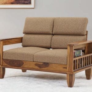 Ishwar Interior Chola Sheesham Wood Two-Seater Sofa with Cushions