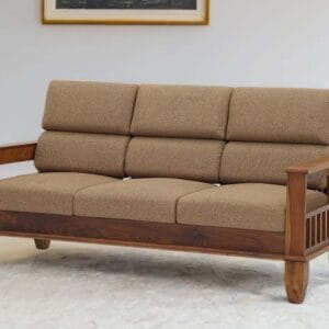 Ishwar Interior Chola Sheesham Wood Three-Seater Sofa with Foam Cushions