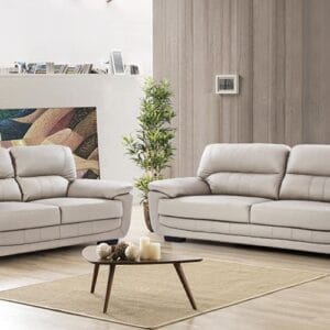 Ishwar Interior Milan Italian Half Leather Sofa Set - 3+2 Seater Style