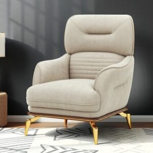 Ishwar Interior Munich Single Seater Sofa with Wooden Skirting