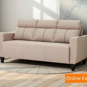 Ishwar Interior Mily Three-Seater Sofa in Soft Fabric Upholstery