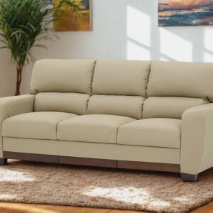 Ishwar Interior Taupe Three-Seater Sofa in Muar Malaysian Leatherette