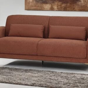 Ishwar Interior Verona Three-Seater Sofa with Italian Fabric & Gold Legs