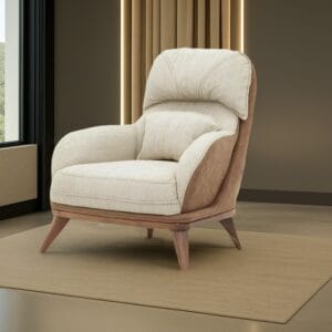 Ishwar Interior Lisbon Single Seater Sofa with Solid Wood Skirting